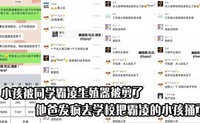 合肥滨湖那边一个小孩被同学霸凌生殖器被剪了,他爸发疯去学校把霸凌的小孩捅了