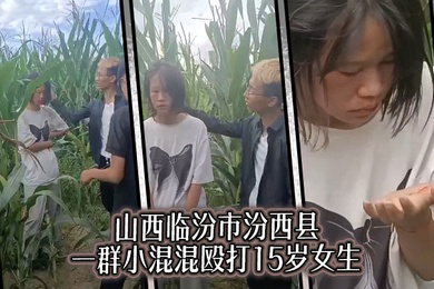 山西临汾市汾西县 一群小混混殴打15岁女生