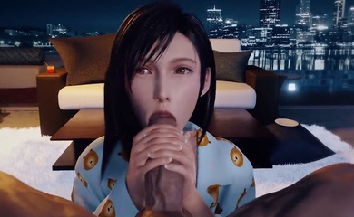 蒂法手撸大屌,被射一脸