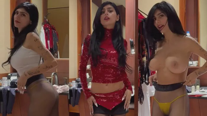Mia Khalifa Goes Topless While Getting Ready For A Night Out