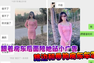诱奸女房东跟着房东后面陪她贴小广告路边和母狗房东车震中途拉出车外站马路牙子上操她骚穴全部射满