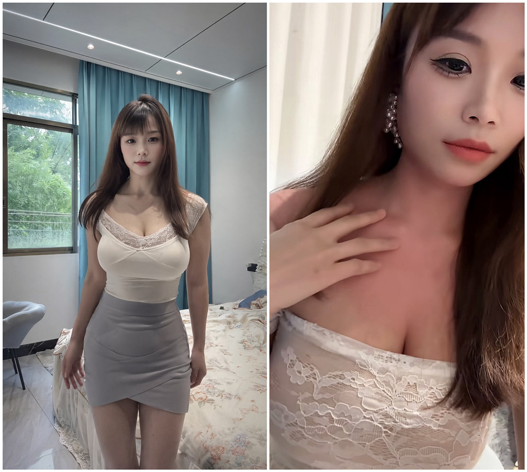 贵州巨乳人妻米色蕾丝开档跨坐 揉胸比基尼